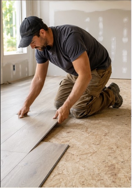 Flooring installation in progress